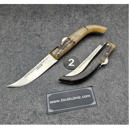 Serik Model Sırttan Kilitli Boynuz Kabzalı Çakı No2  HM555