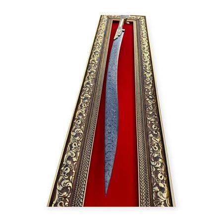 Yatağan Palası Damascus 75 Cm Tablolu Pirinç Kabza
