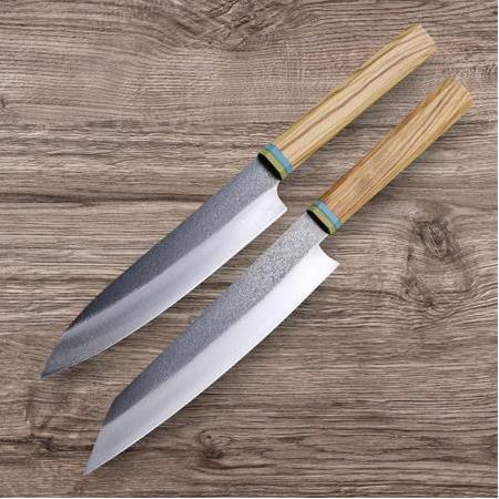 N690 El Yapımı Puukko 2 'li Set Zeytin Kabze Şef Bıçağı HM007