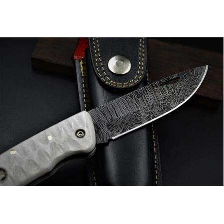 El Yapımı Kilitli Çakı Kompakt Kabze Damascus HM245