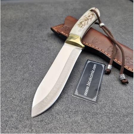 El Yapımı Geyik Boynuz Kabze Bruscraft Avcı J2 Çelik HM347