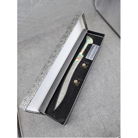 Yatağan Palası Minyatür Damascus  35 cm   Mine İşlemeli Pirinç Kabza HM089