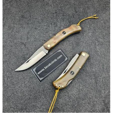 El Yapımı Kilitli Çakı Boynuz  Kabze   N690 Böhler Minik Klasik Model HM564