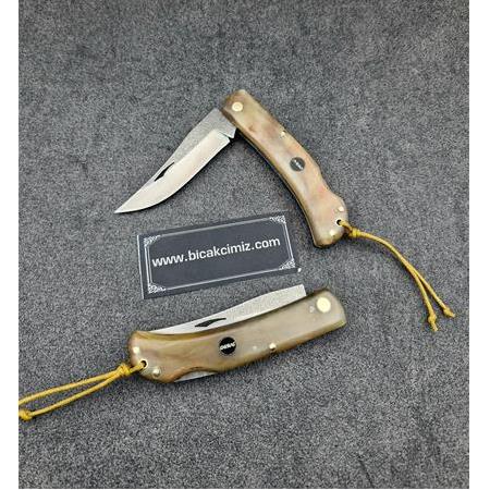 El Yapımı Kilitli Çakı Boynuz  Kabze   N690 Böhler Minik Klasik Model HM564