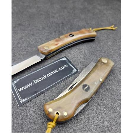 El Yapımı Kilitli Çakı Boynuz  Kabze   N690 Böhler Minik Klasik Model HM564