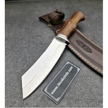 Satır Model Tırtık Desenli Balçaklı Ceviz Kabza 25 cmlik Av Bıçak HM053